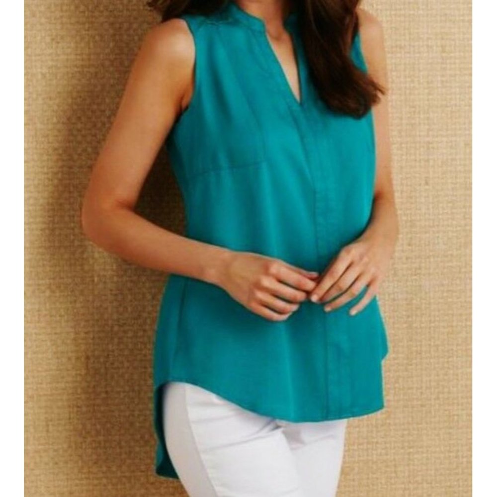 Soft Surroundings XL Teal Blue Tank Top Layering Cami Tunic Shell NEW Relaxed